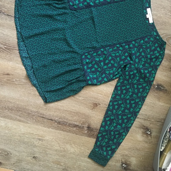 Ann Taylor LOFT blouse, green floral print, S - Picture 2 of 11